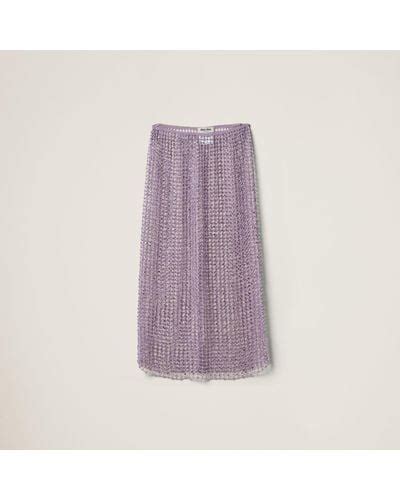 miu miu crochet skirt|Lilac Long Embroidered Crochet Skirt .